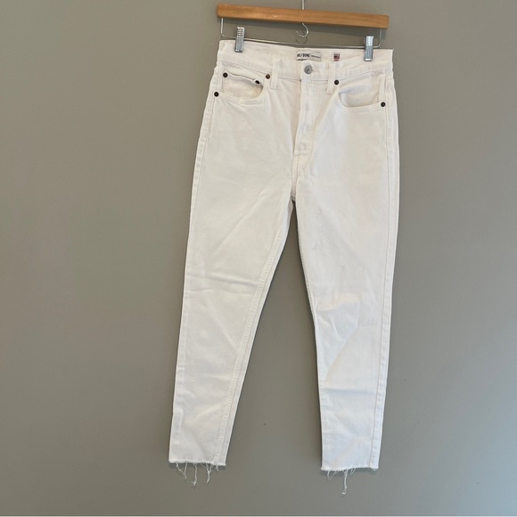 Re/Done Originals White Jeans Raw Hem Size 29 Made in USA - Picture 1 of 6